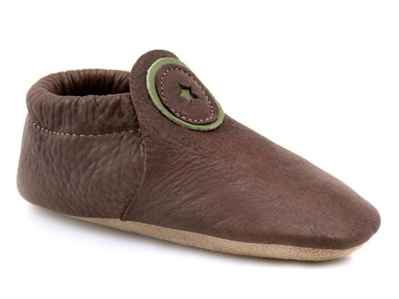 Kids Smooth Brown Dark Elk Leather Moccasins
